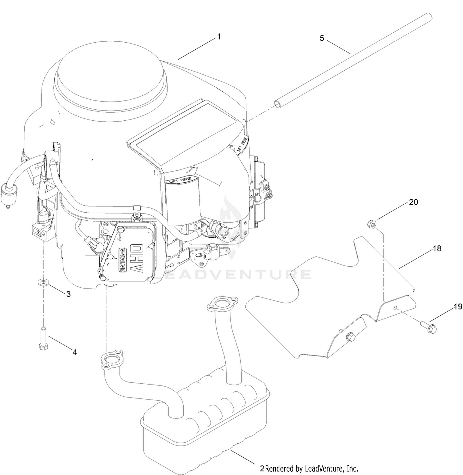 Engine and Muffler Assembly