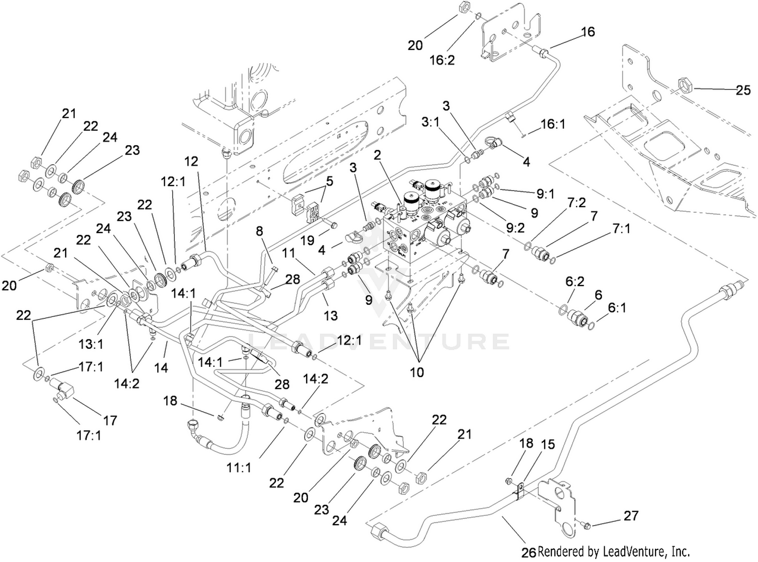 Reel Control Block Hydraulic Plumbing Assembly