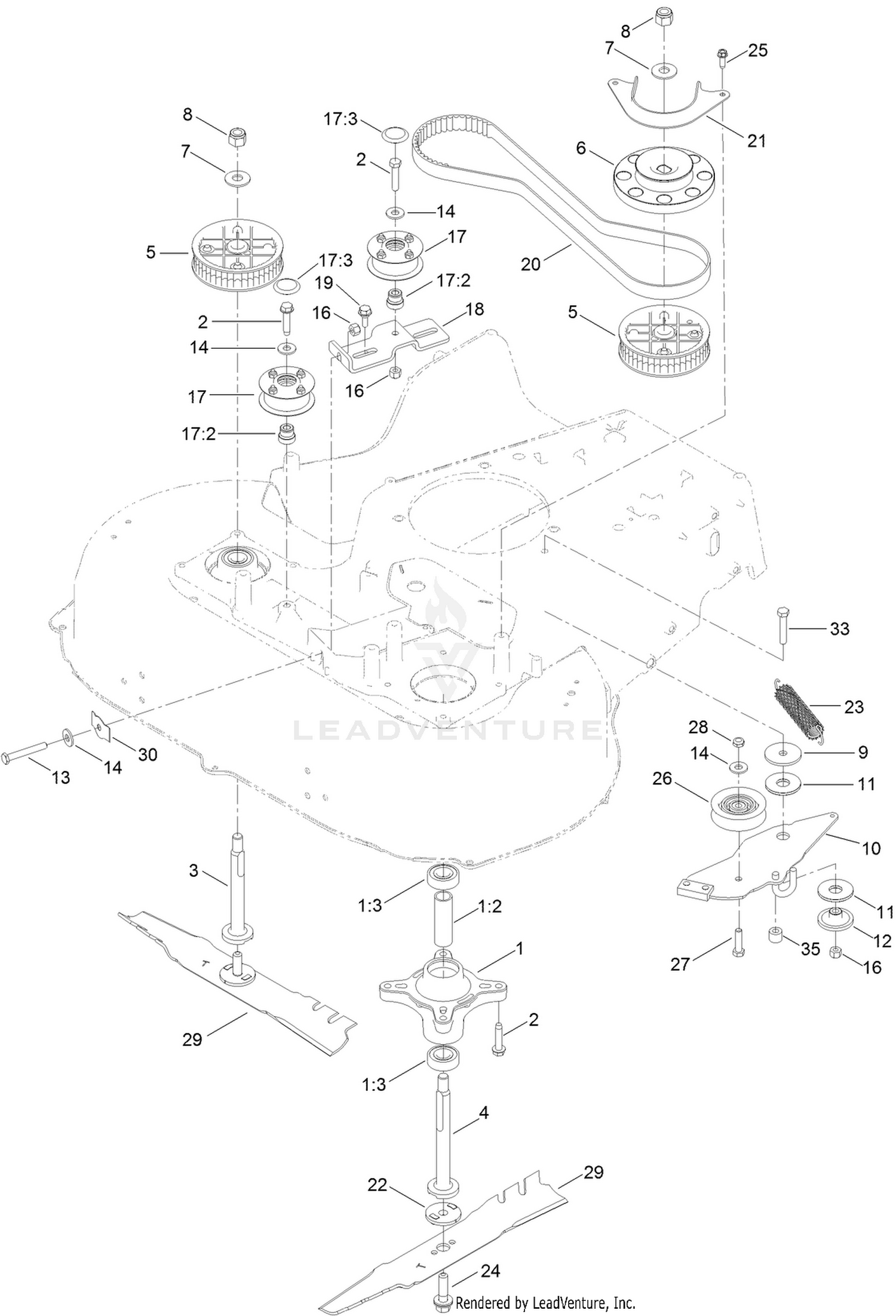 Belt, Spindle and Blade Assembly