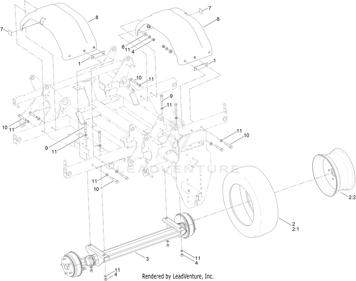 Axle and Mudguard Assembly