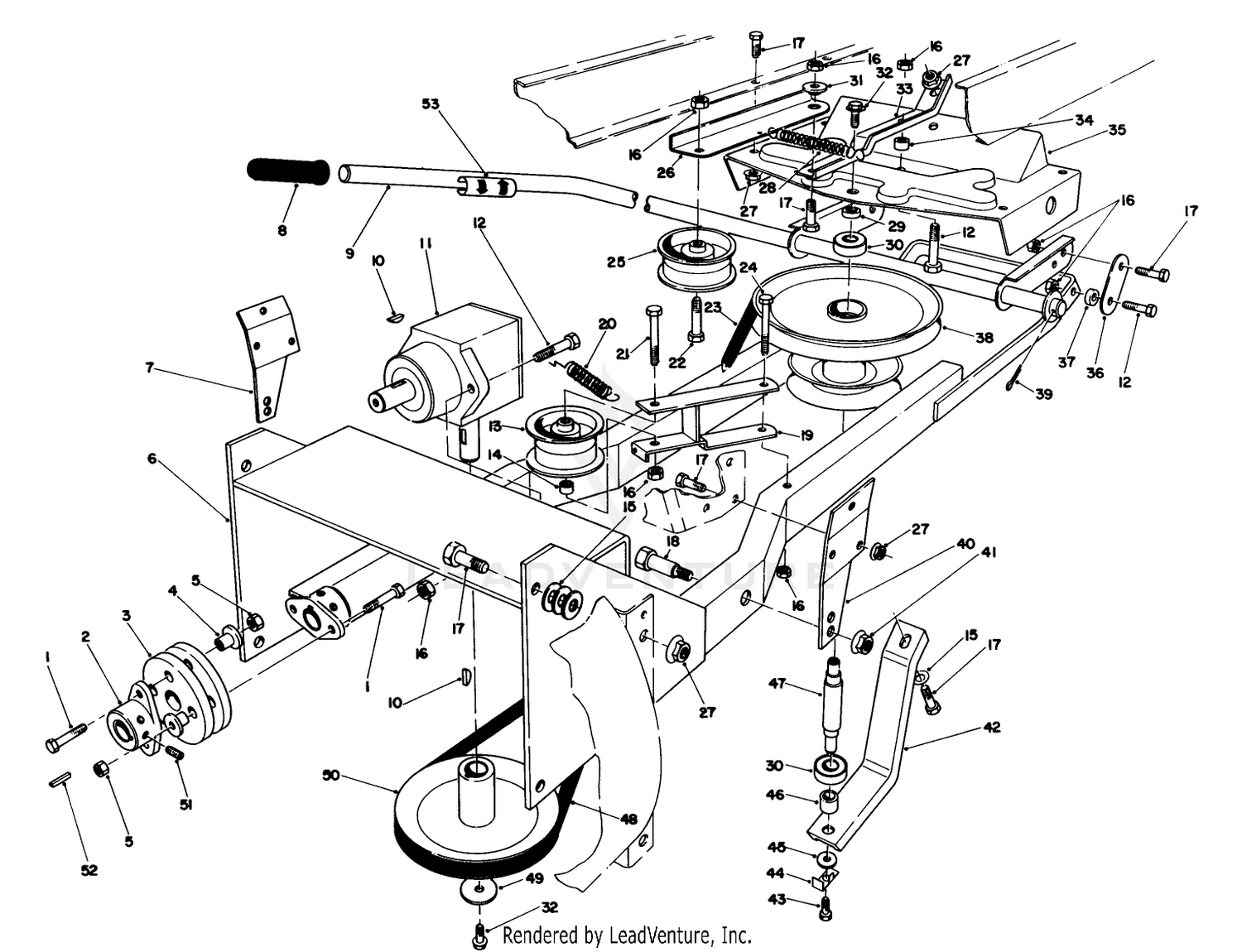 Frame  Pulley Assembly 36" Snowthrower Attachment Model No. 59160 (optional)
