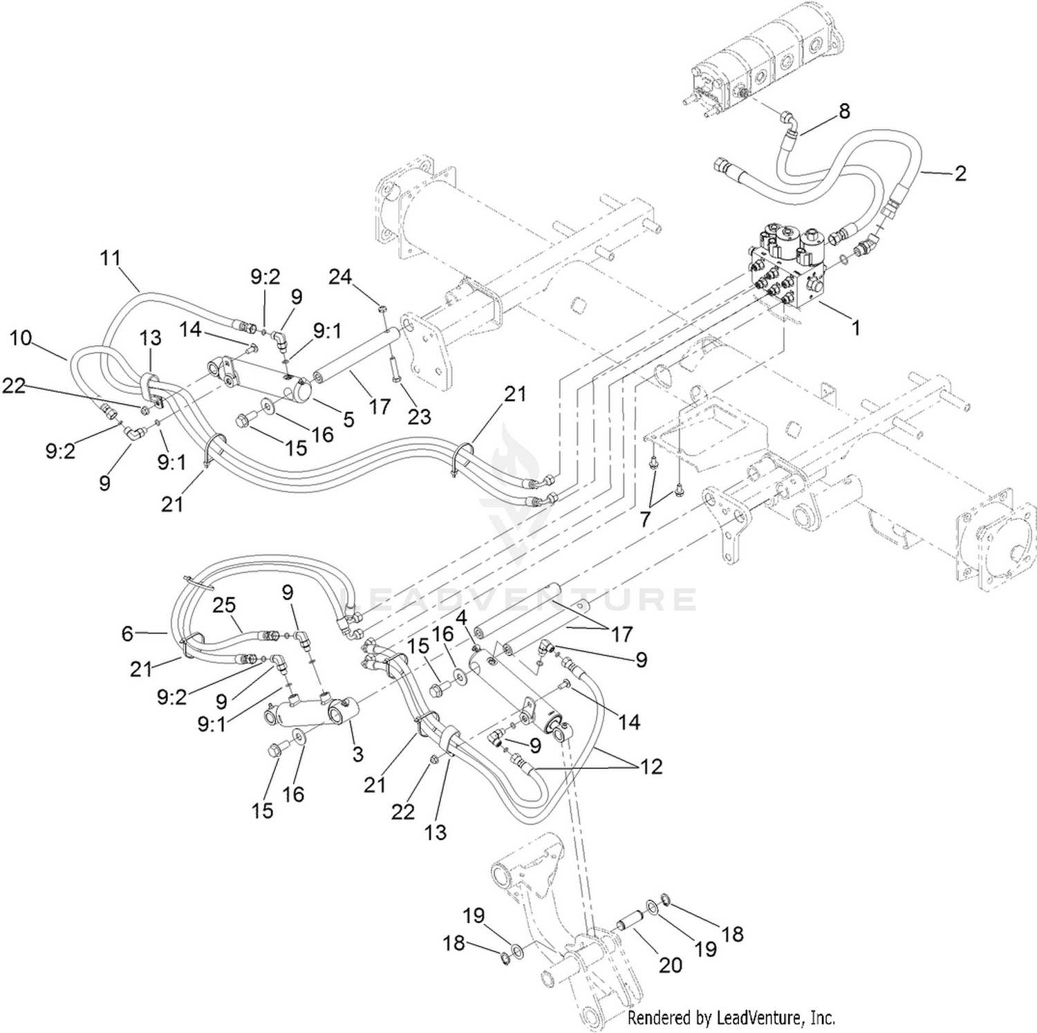 Deck No. 1, 4 and 5 Lift Circuit Hydraulic Assembly