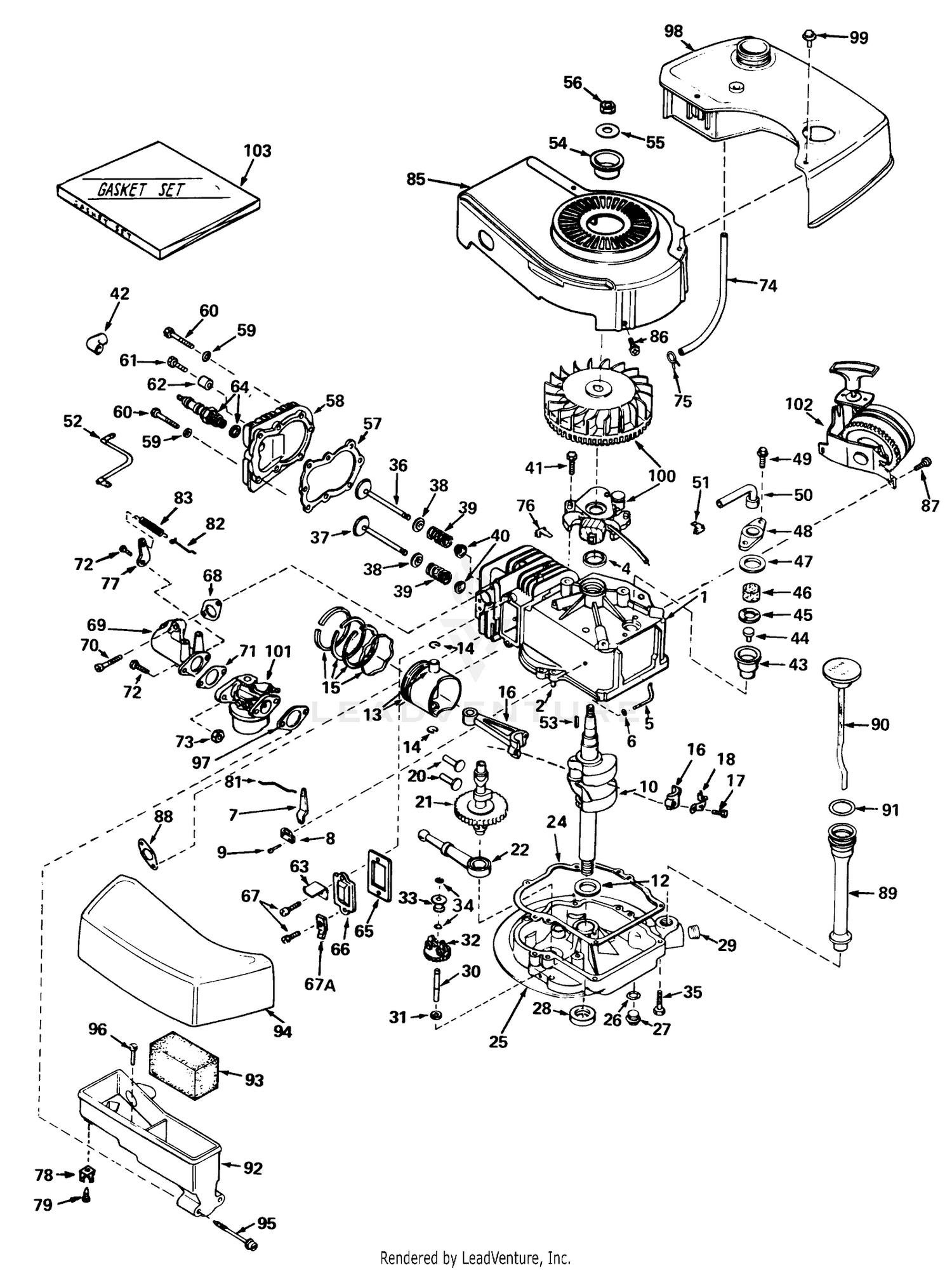 Engine Tecumseh Model No. Tnt 120-12002
