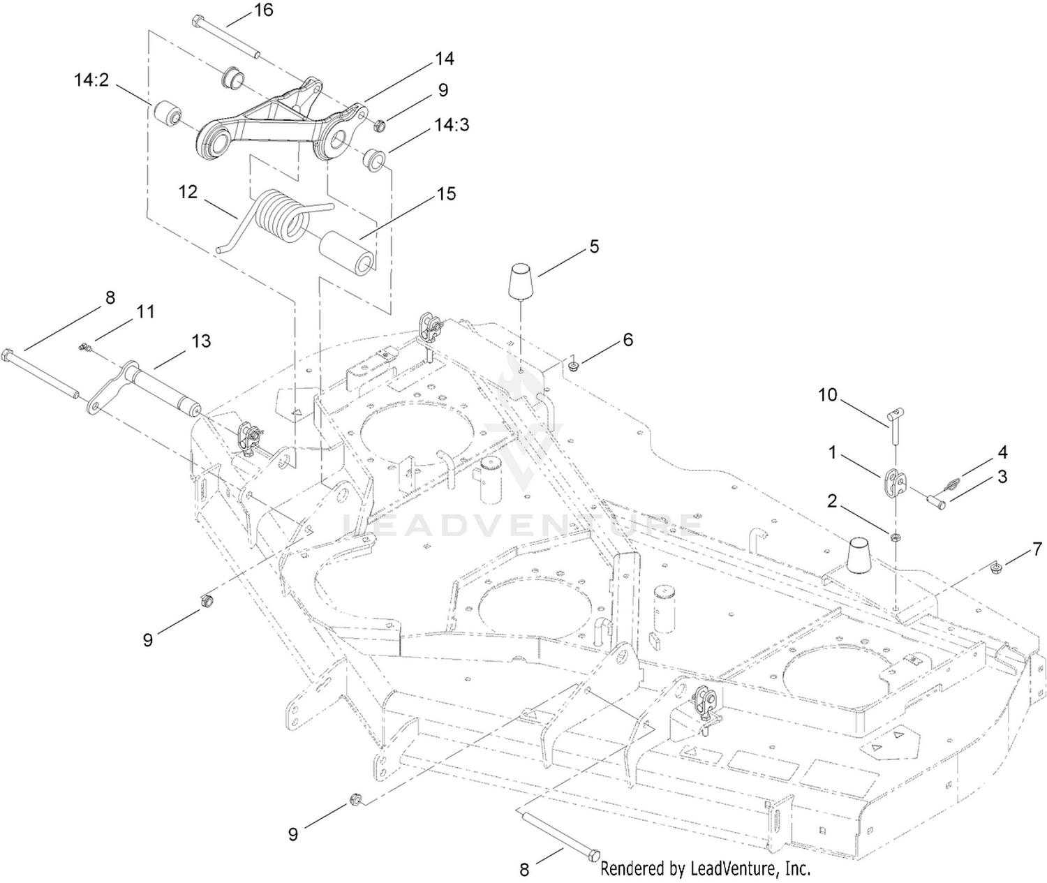 Deck Adjustment Link and Bumper Assembly