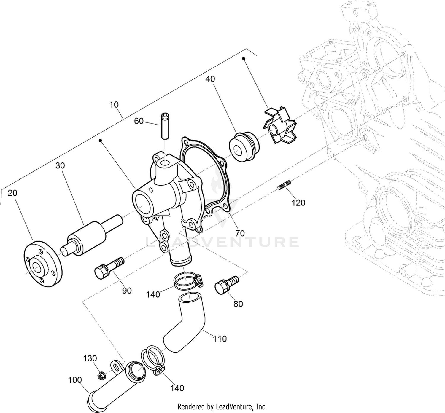 Water Pump and Water Pipe Assembly