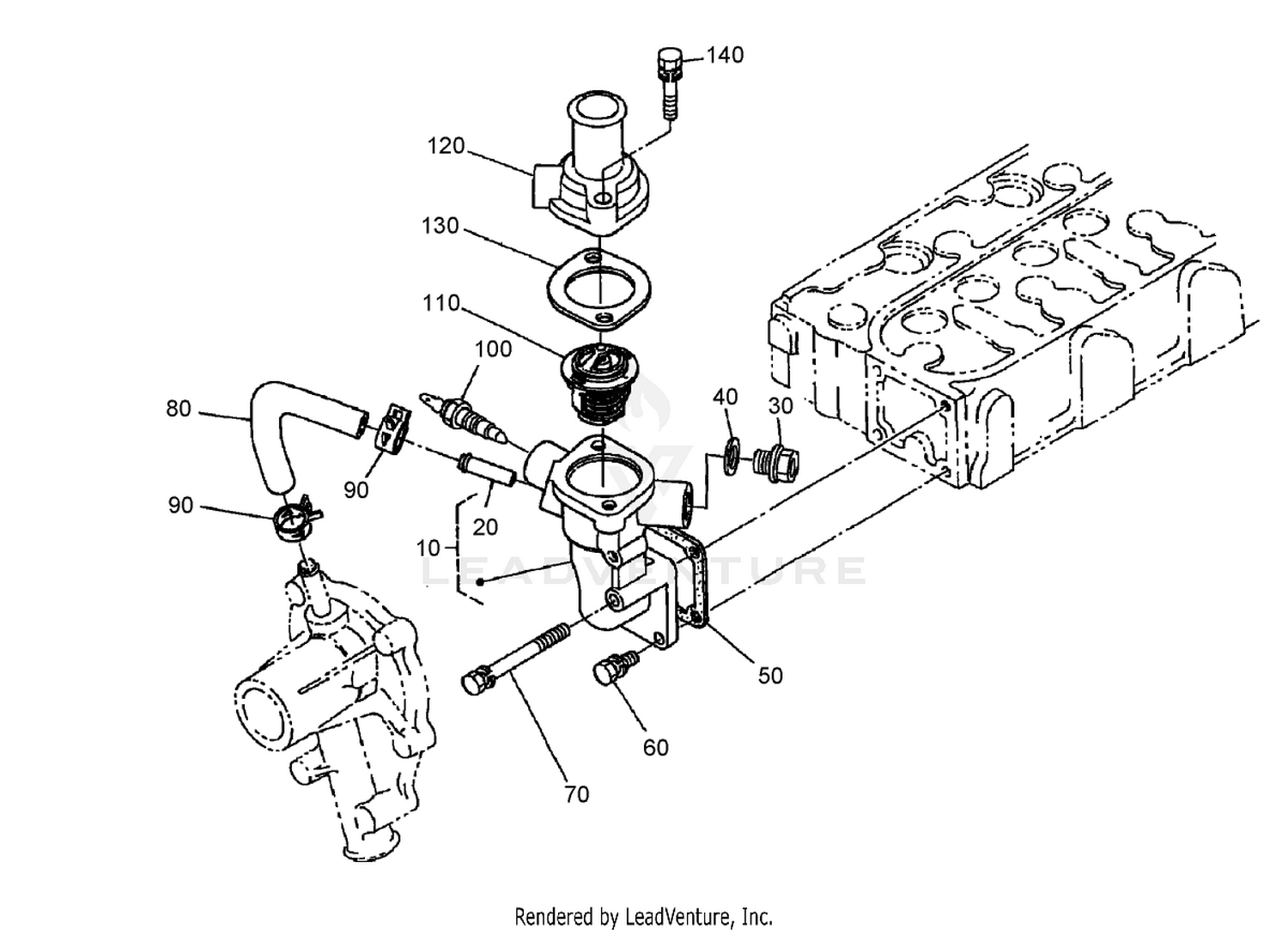 Water Flange and Thermostat Assembly
