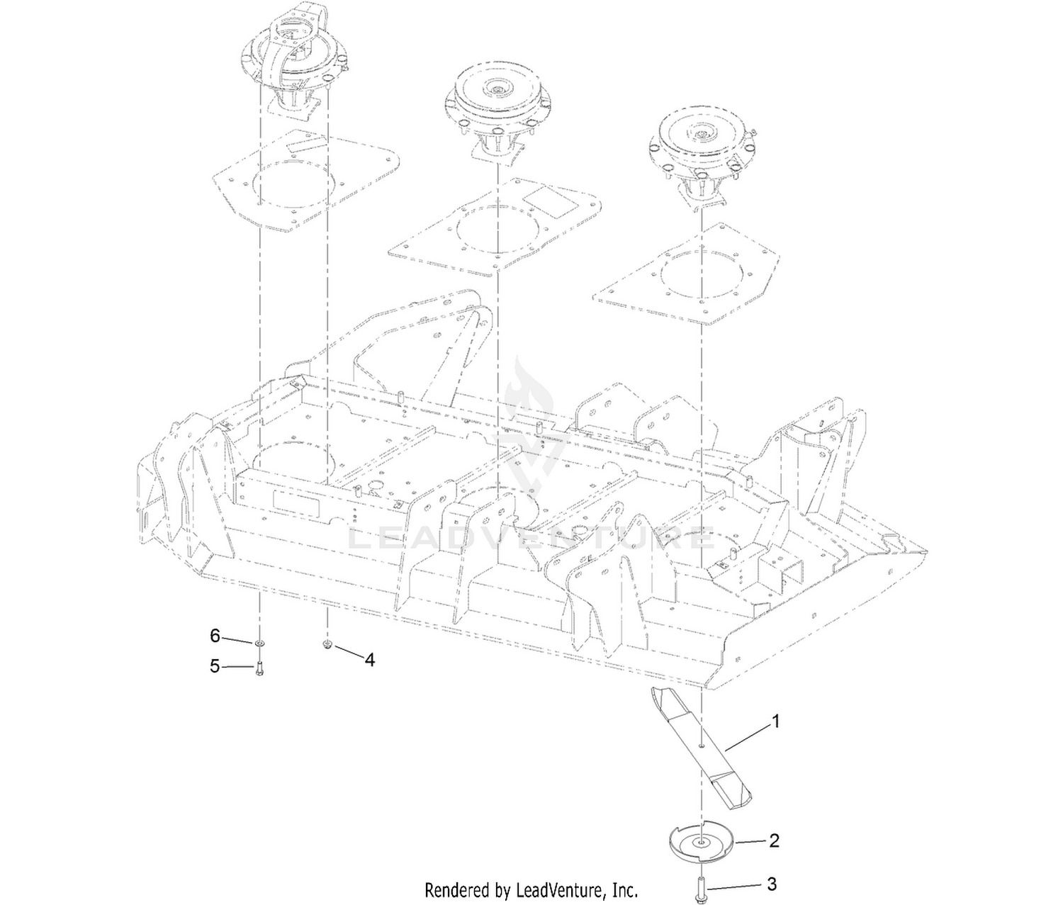 Right Hand Deck Spindle and Blade Assembly