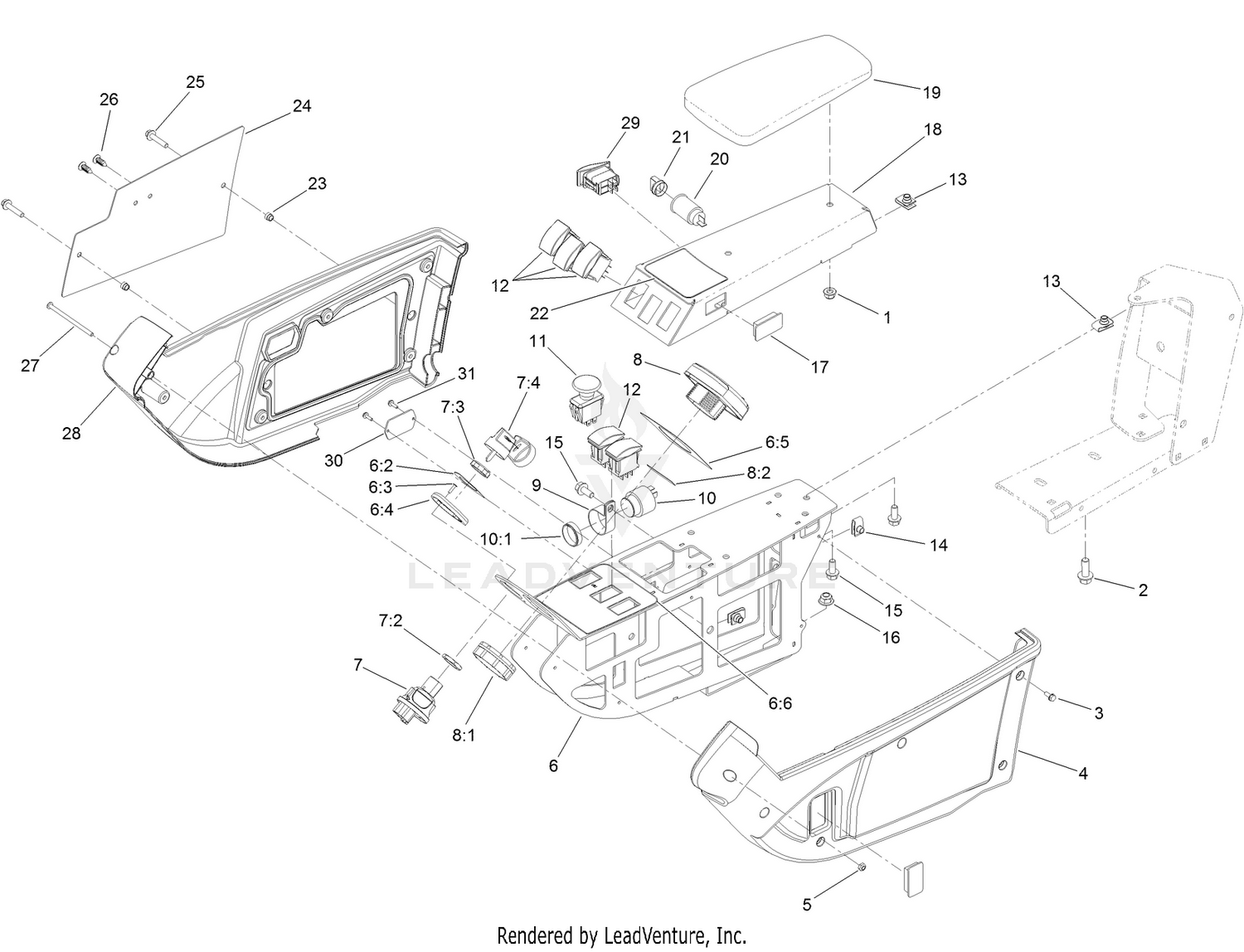 Armrest Control Panel Assembly