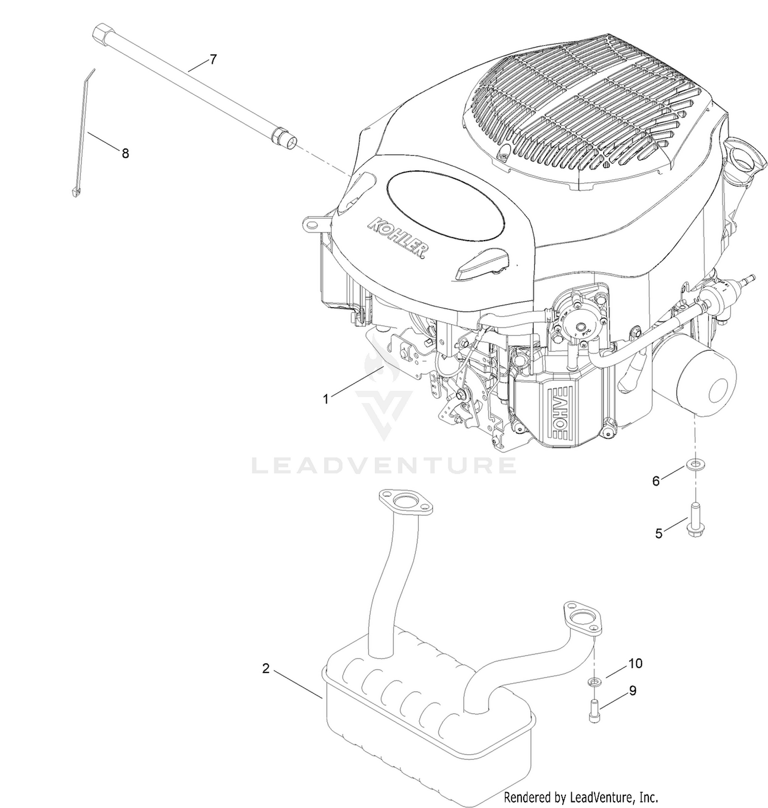 Engine and Muffler Assembly