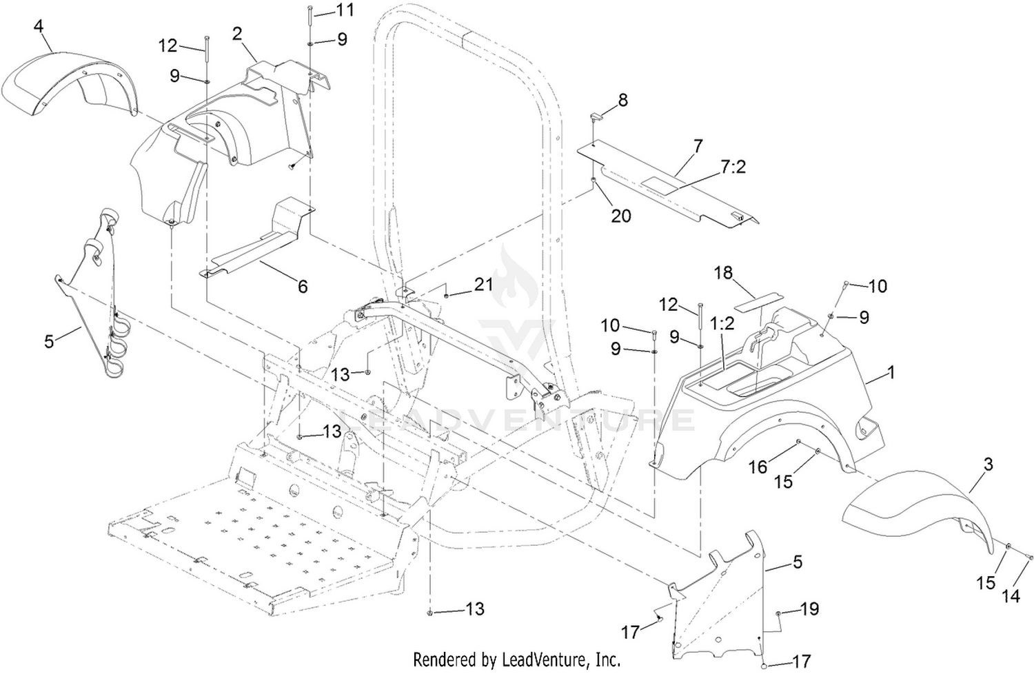 Seat Base and Front Fender Assembly