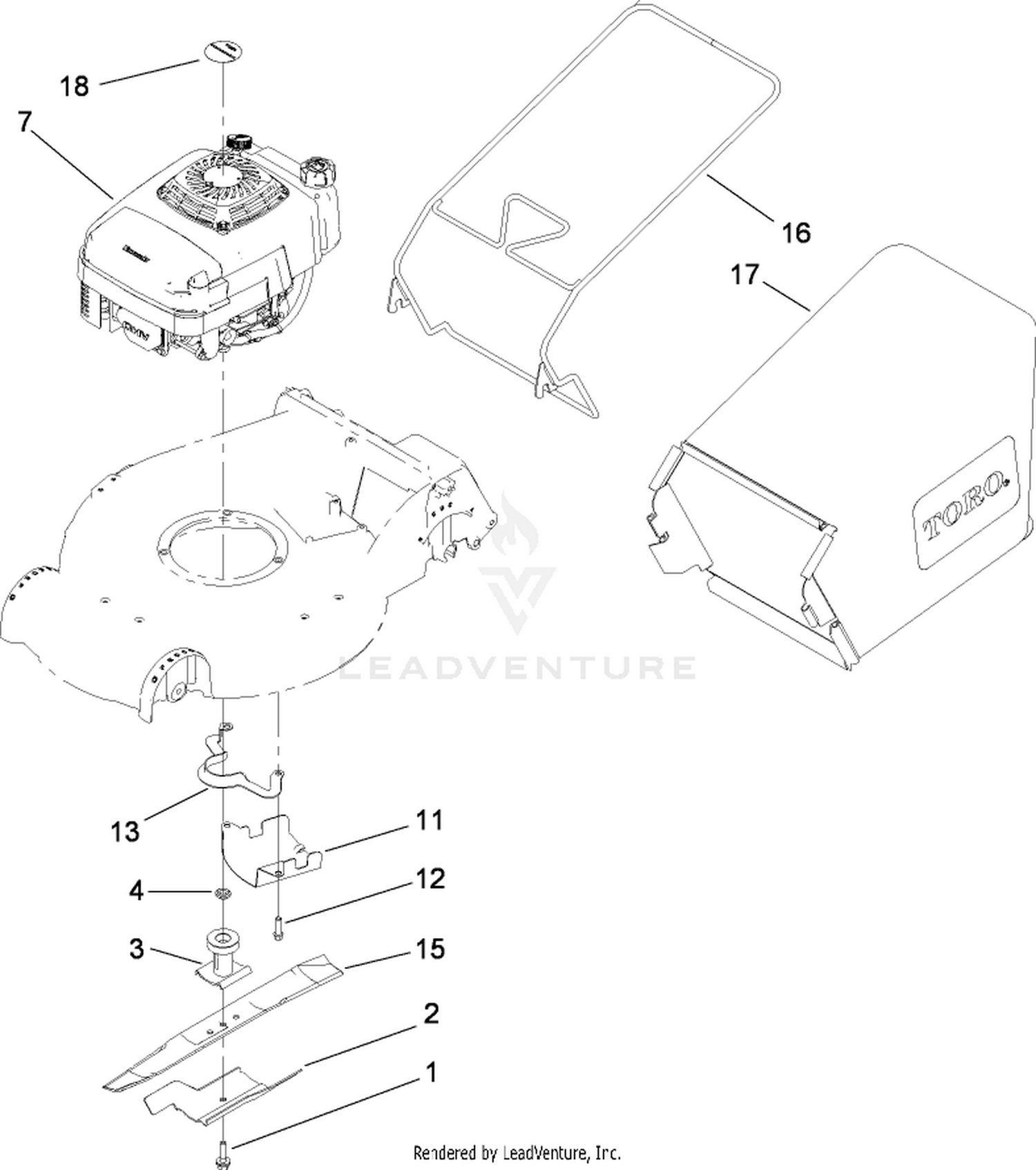 Engine, Blade and Bag Assembly