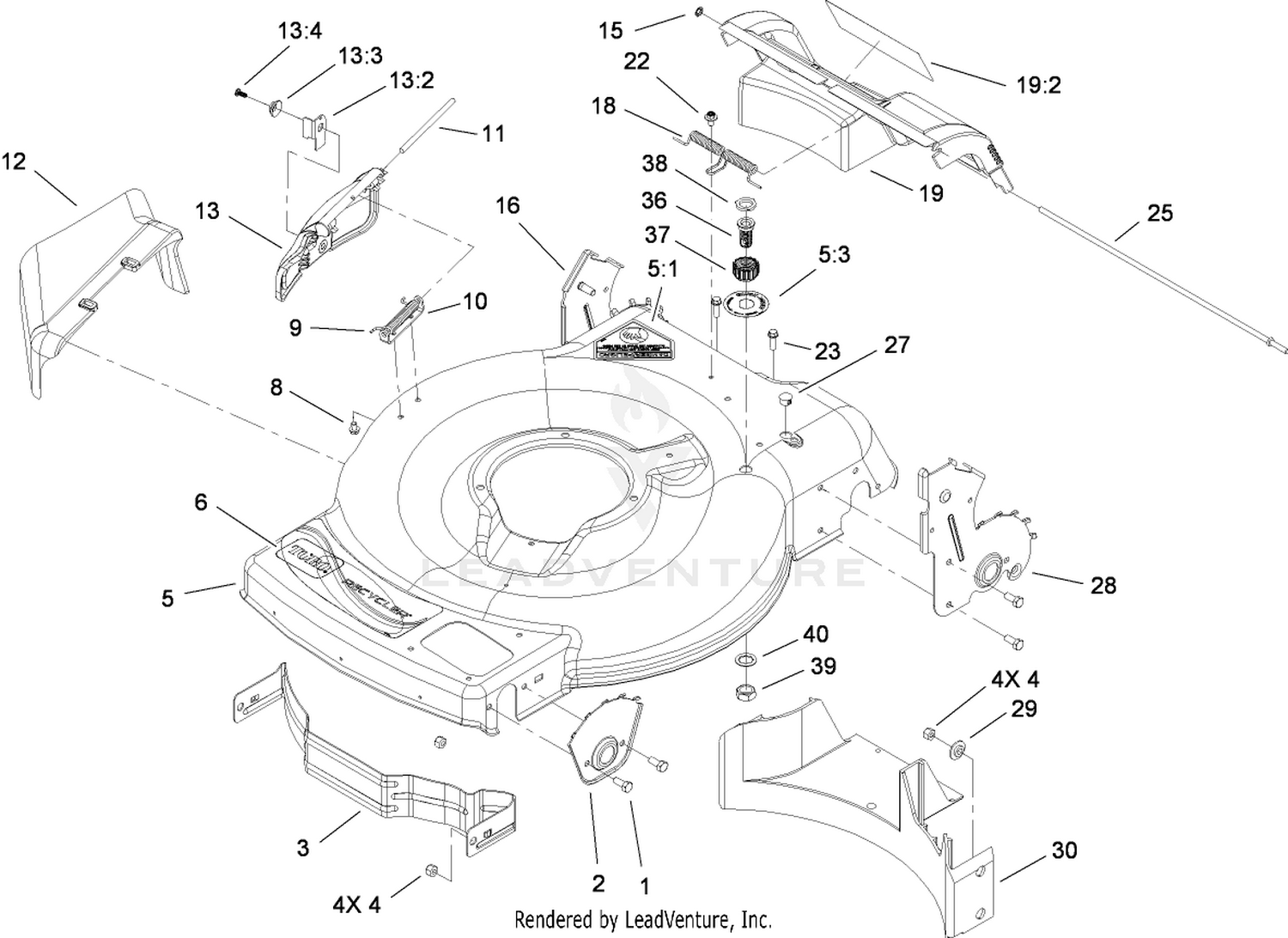 Deck, Side Chute and Rear Door Assembly