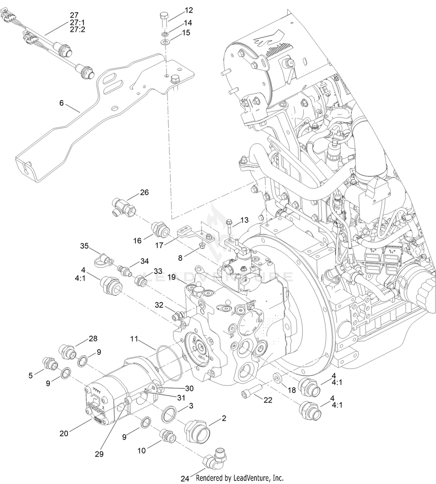 Transmission and Cutter Pump Assembly