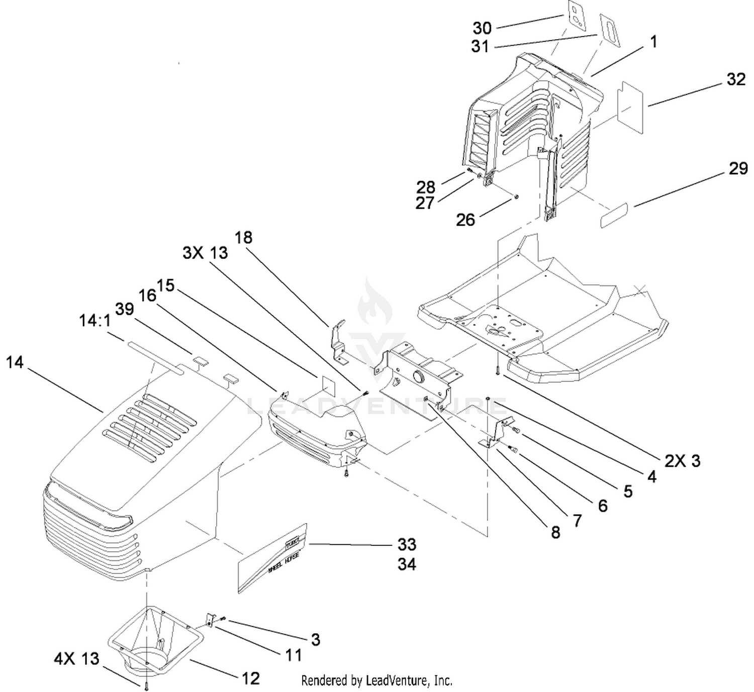Hood and Tower Assembly
