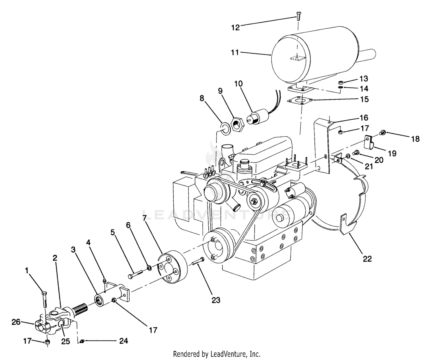 Muffler  Pump Drive Assembly