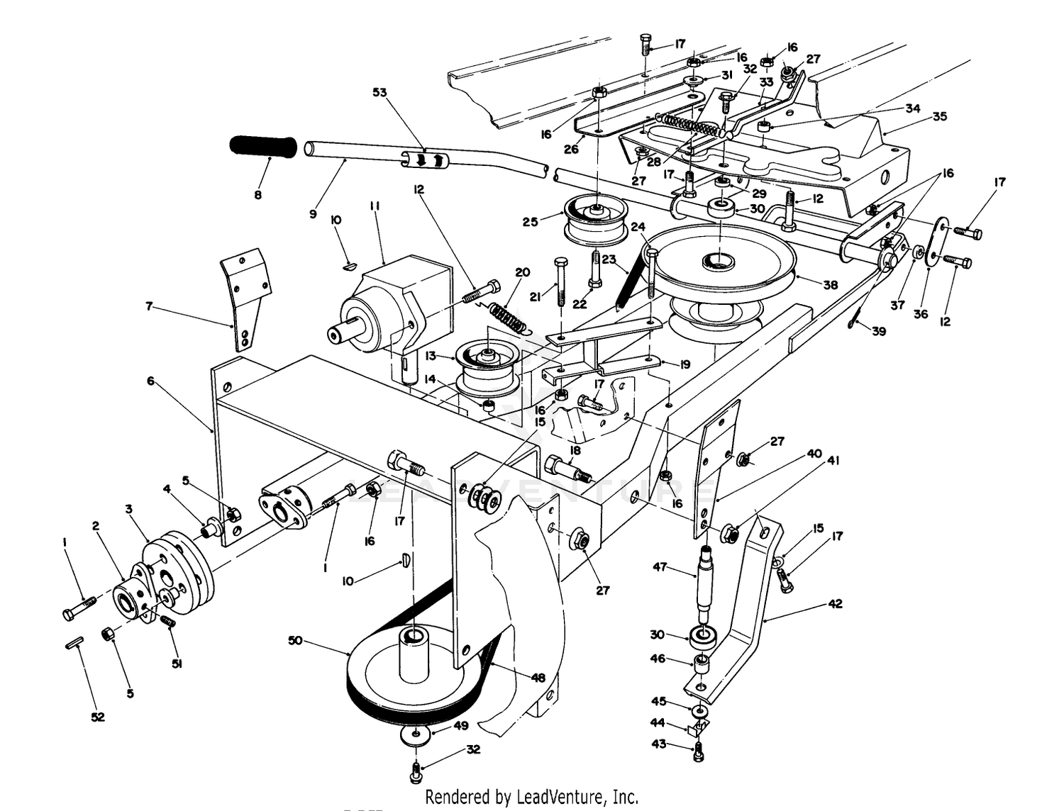 Frame  Pulley Assembly 36" Snowthrower Attachment Model No. 59160 (optional)