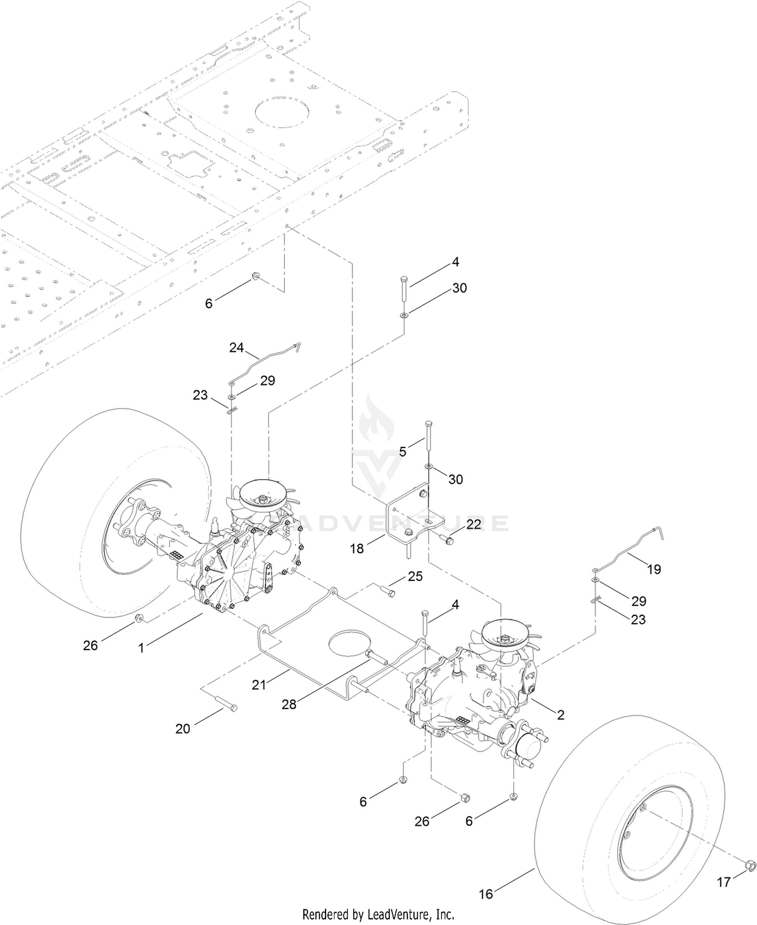 Hydro Transaxle Drive and Rear Wheel Assembly