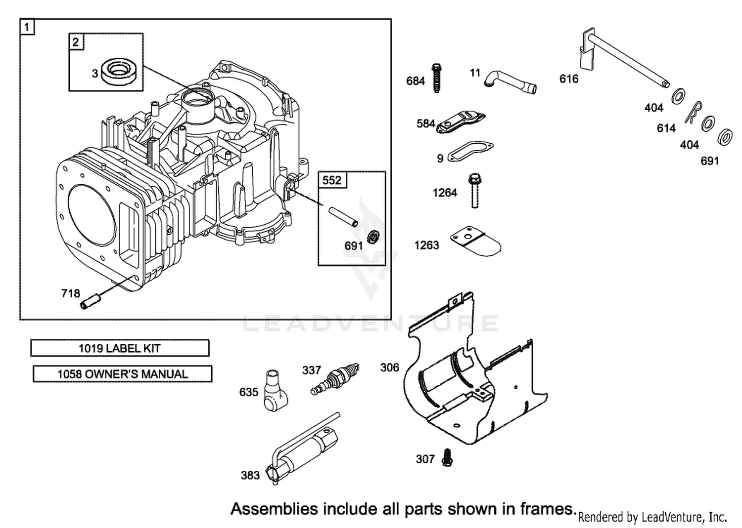 Cylinder Assembly Engine Briggs and Stratton Model 31F777-0123-E1