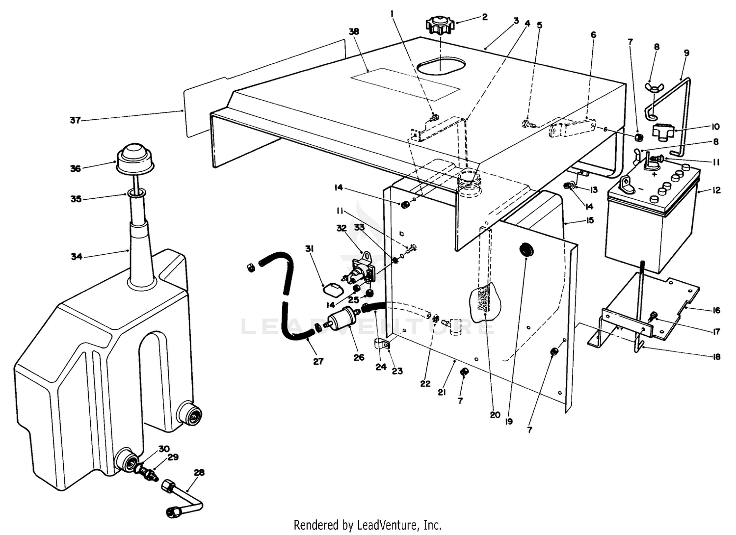 Hood Gas  Hydraulic Tank Assembly