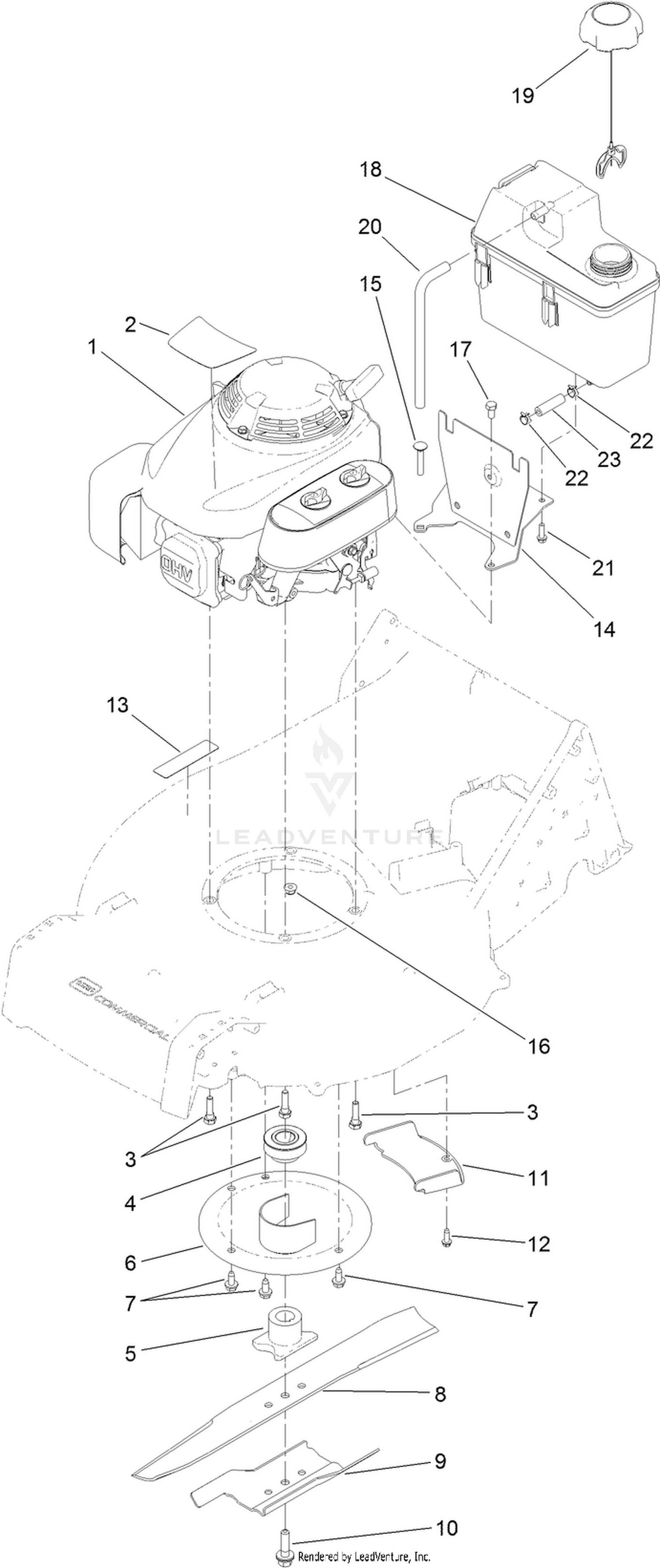 Engine, Fuel-Tank and Blade Assembly