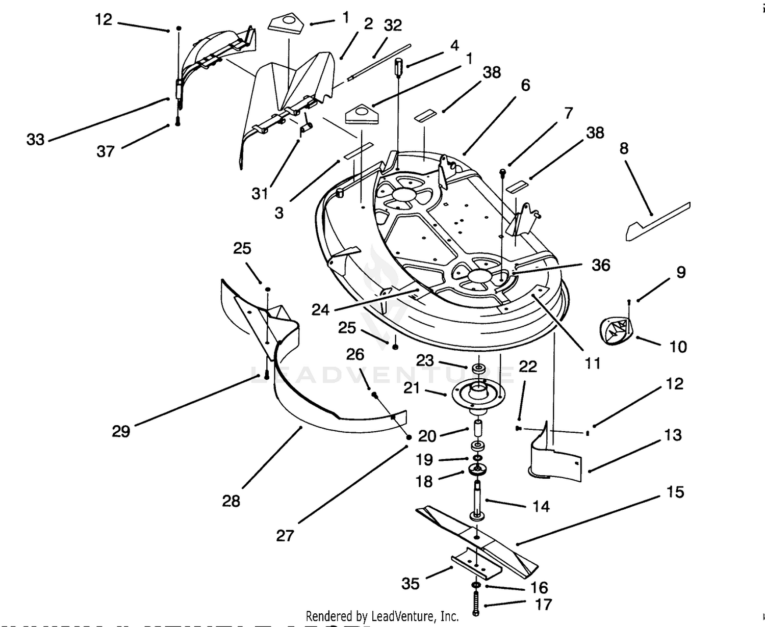 Housing  Spindle Assembly (38" Cutting Unit) (model No. 71191 Only)