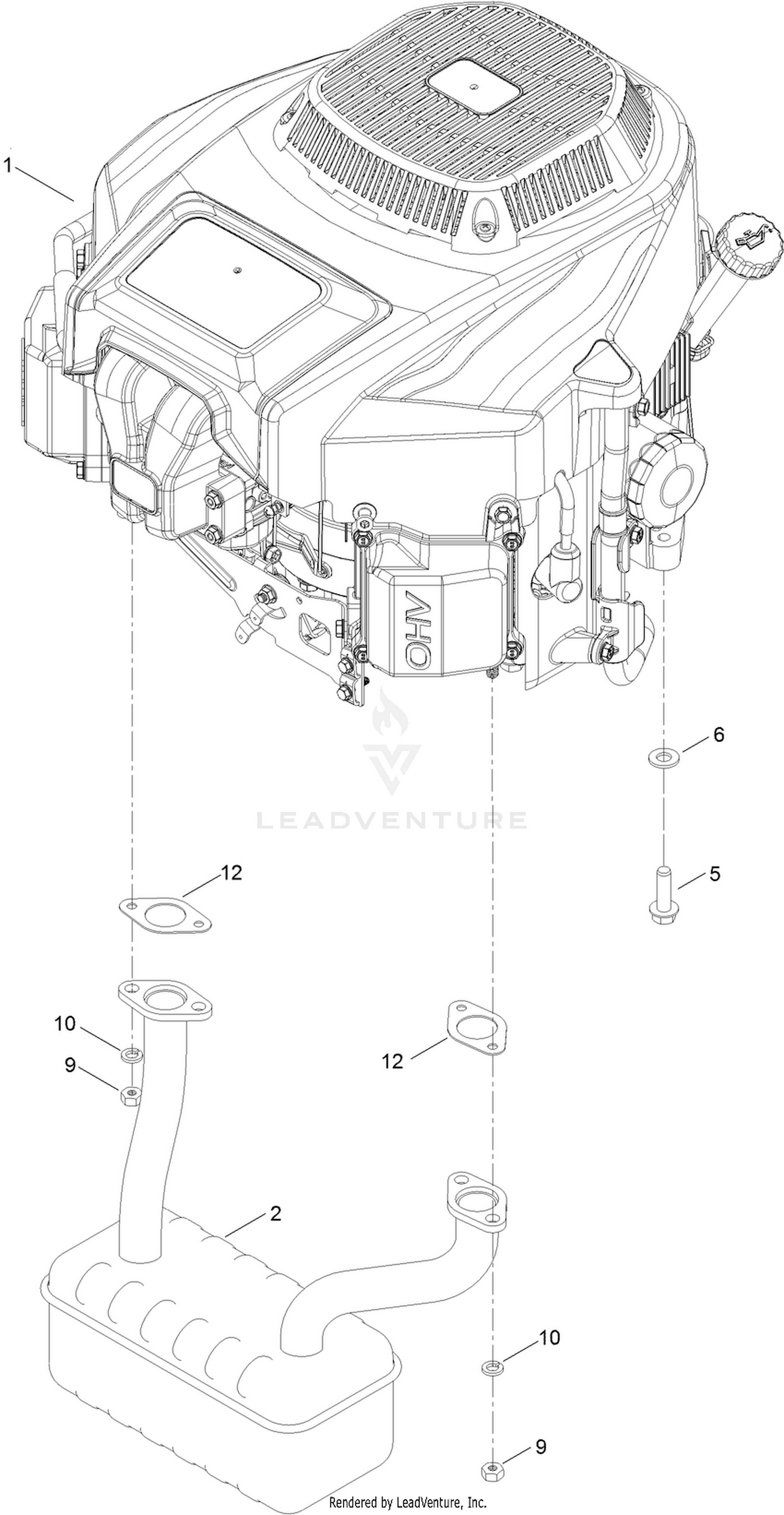 Engine and Muffler Assembly
