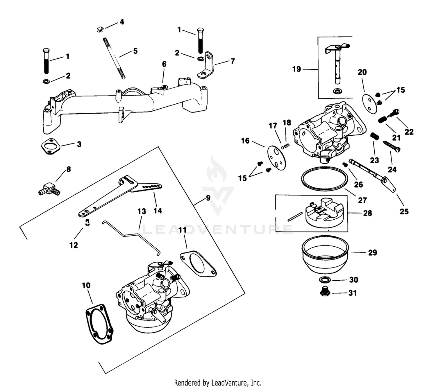 Carburetor Kohler Engine Model No. Kt1 7qs Type No. 24324