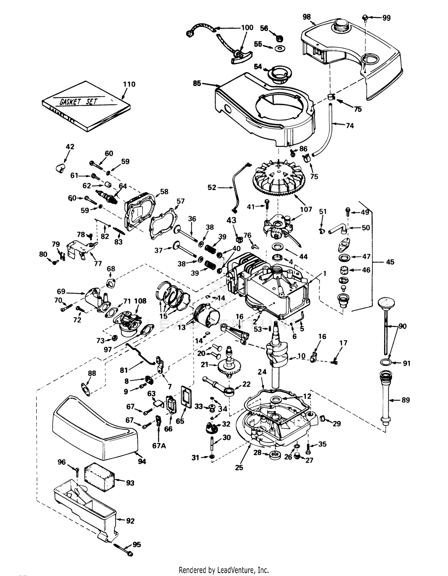 Engine Tecumseh Model No. Tnt 120-12007a (model No. 20644 And 20657)