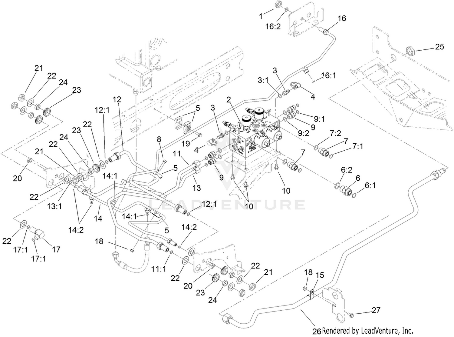 Reel Control Block Hydraulic Plumbing Assembly