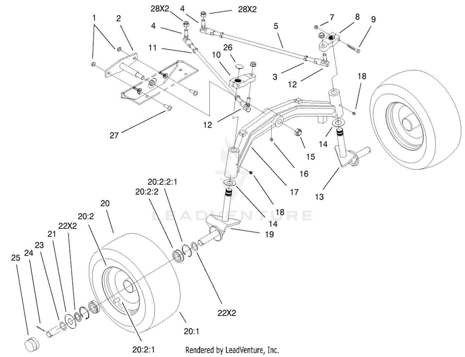 Tie Rods, Spindle And Front Axle Assembly