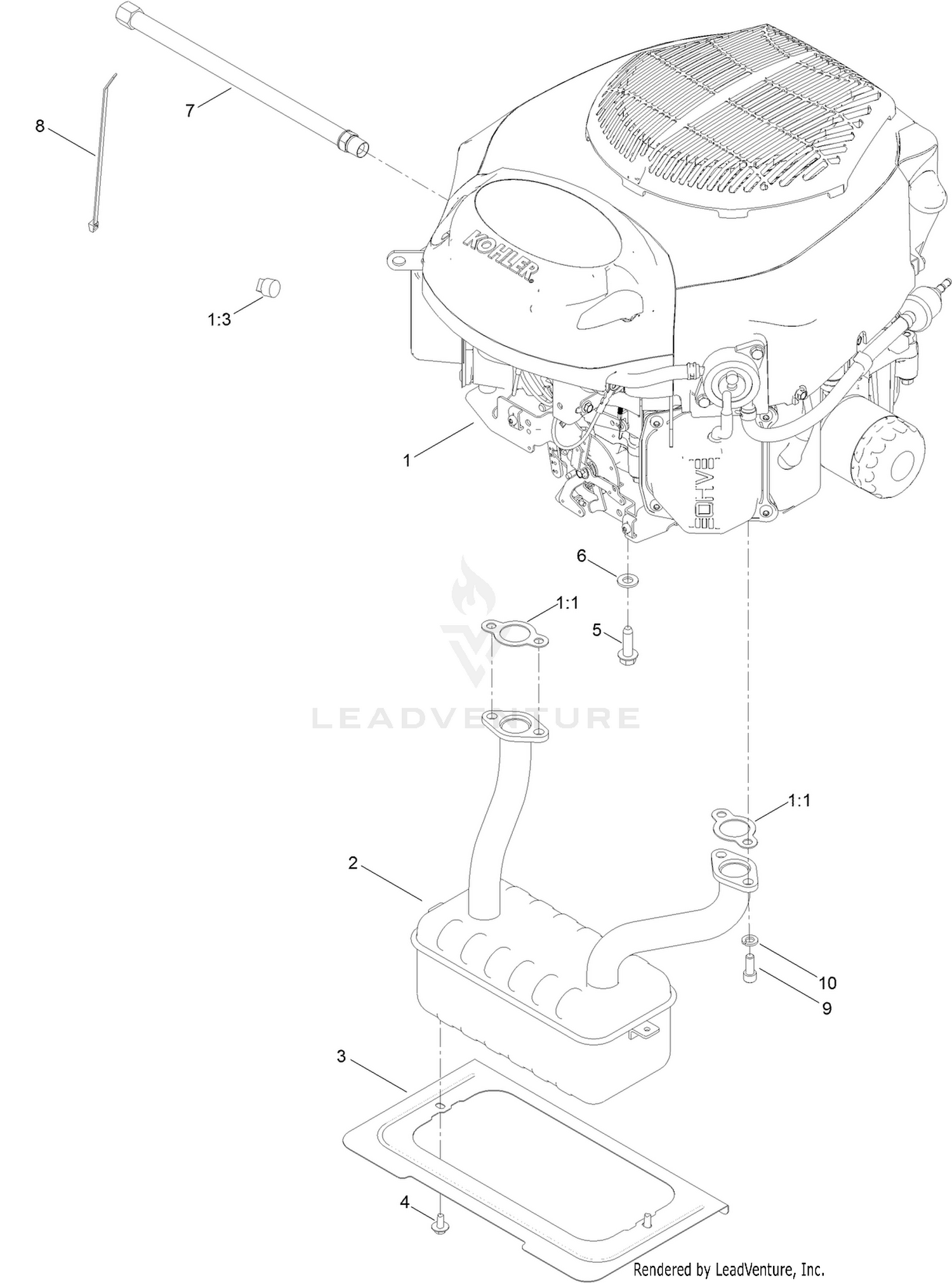 Engine and Muffler Assembly