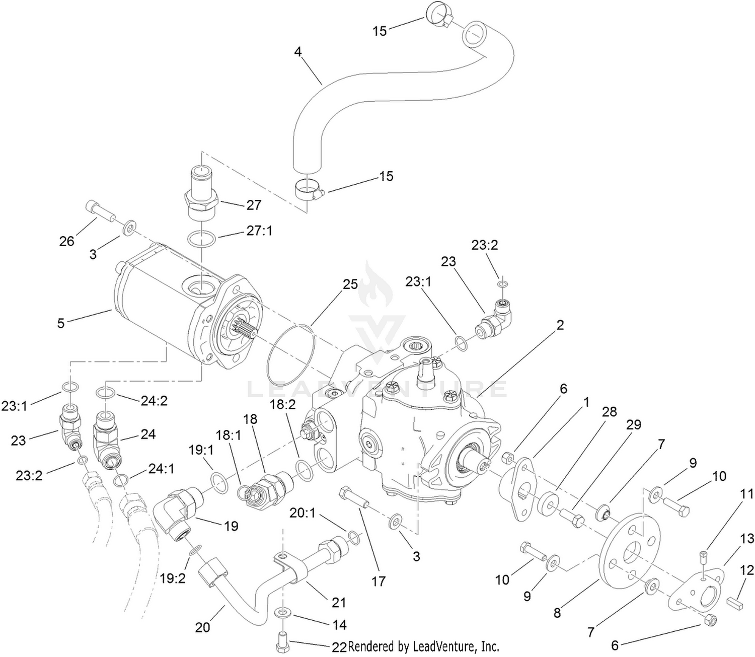 Hydrostat and Gear Pump Drive Assembly