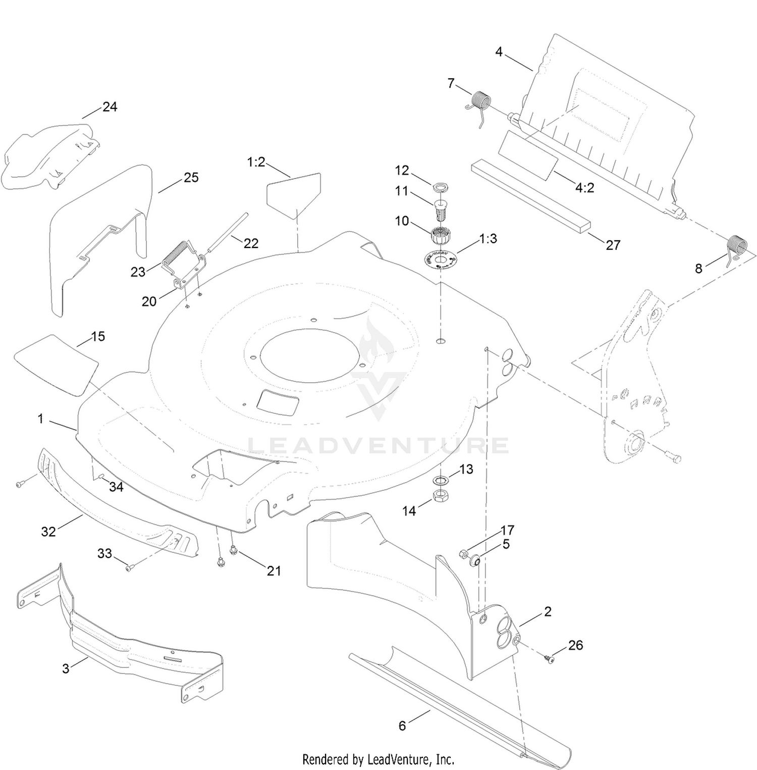 Deck, Side Chute and Rear Door Assembly