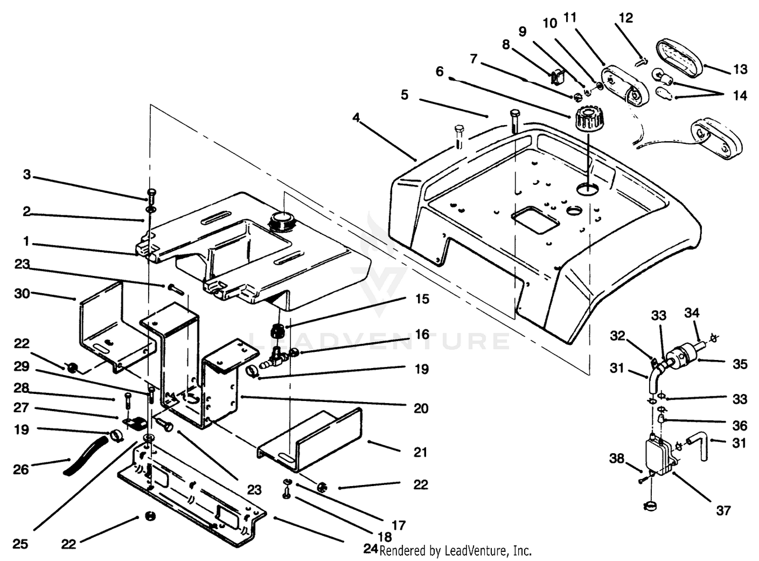 Fuel Tank, Fuel Pump, Fender And Support