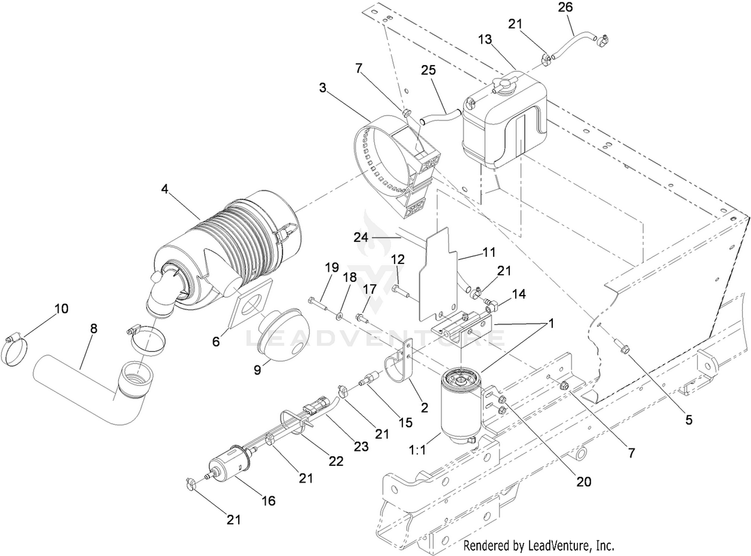 Air Cleaner and Reservoir Assembly
