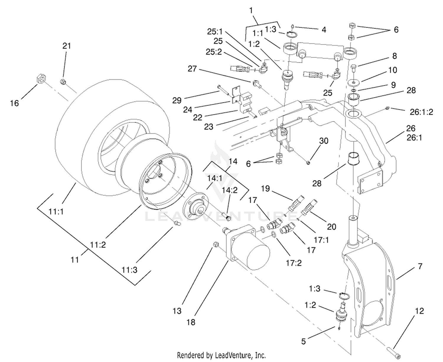 Rear Fork and Tire Assembly
