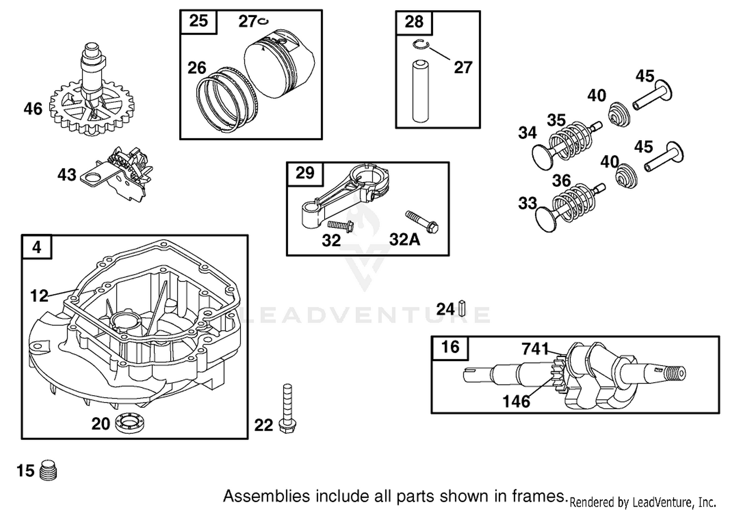 Crankcase/crankshaft/piston/and Valve Assembly Briggs And Stratton Model 12f802-1770-B1