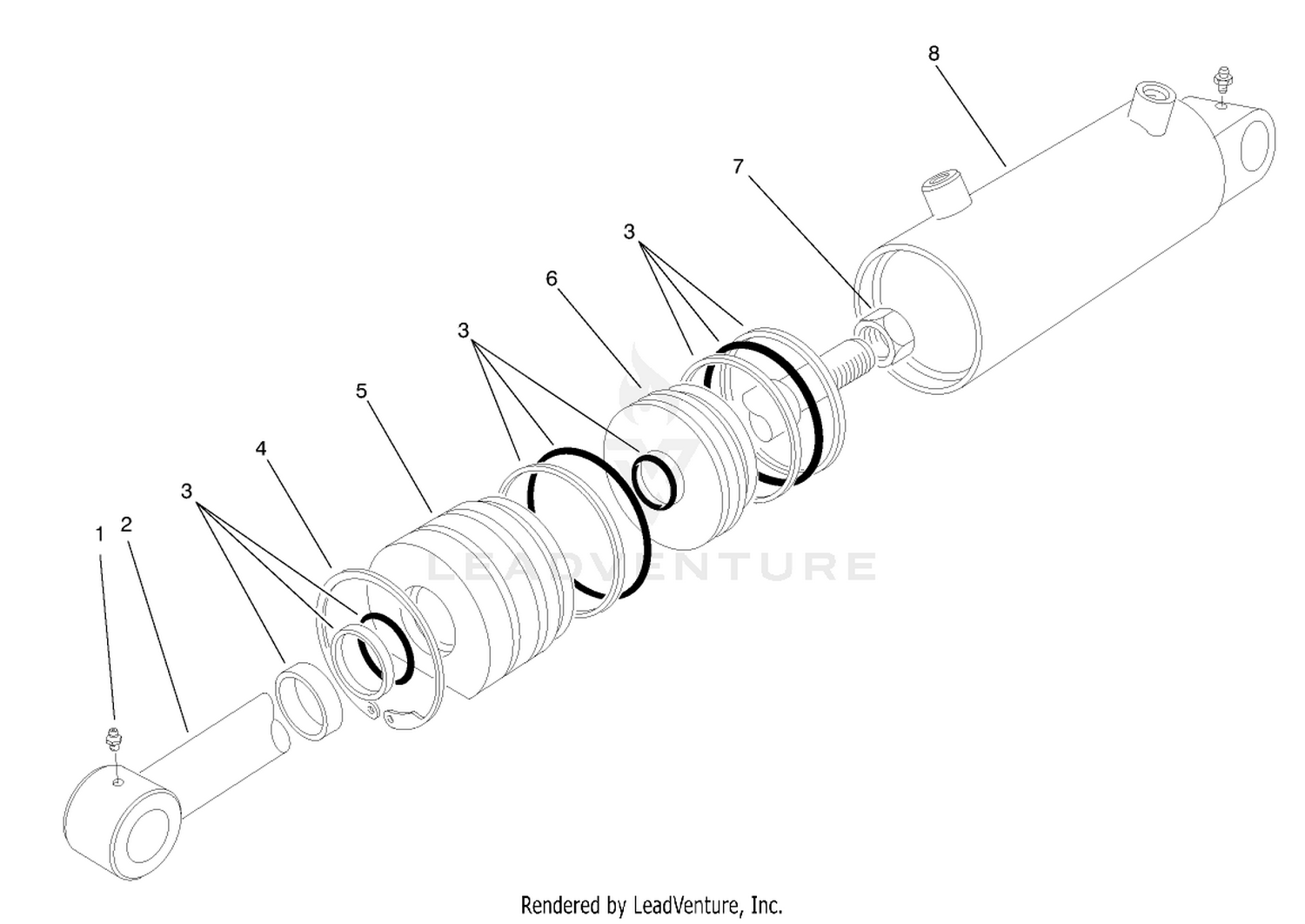 Hydraulic Lift Cylinder Assembly No. 66-1250 (3" Bore)