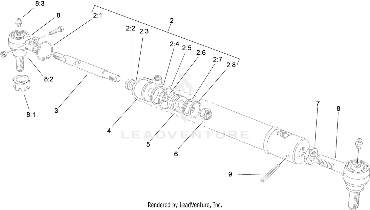 Hydraulic Steering Cylinder Assembly No. 98-0661