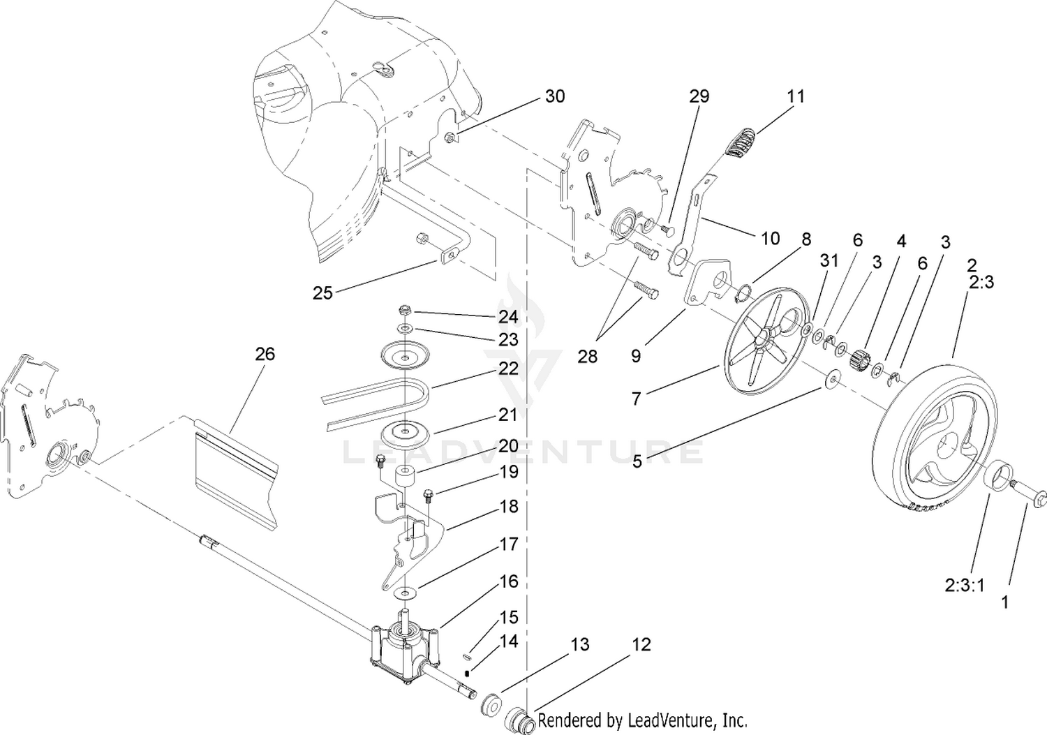 Rear Axle and Transmission Assembly