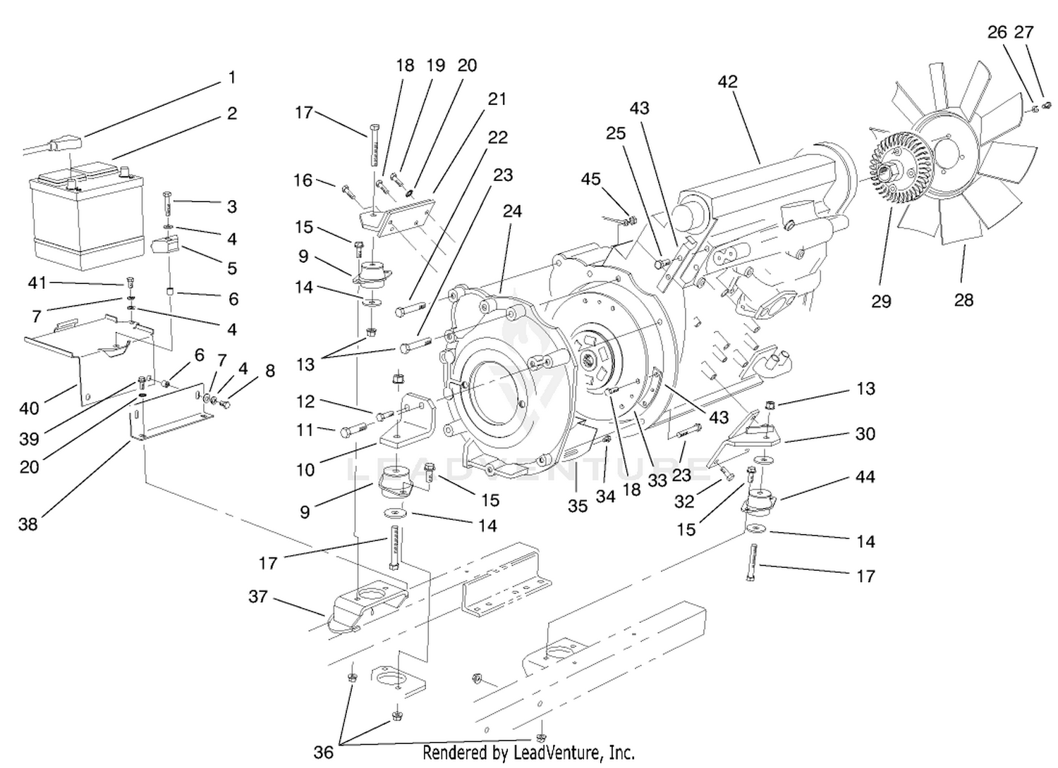 Engine  Battery Installation Assembly