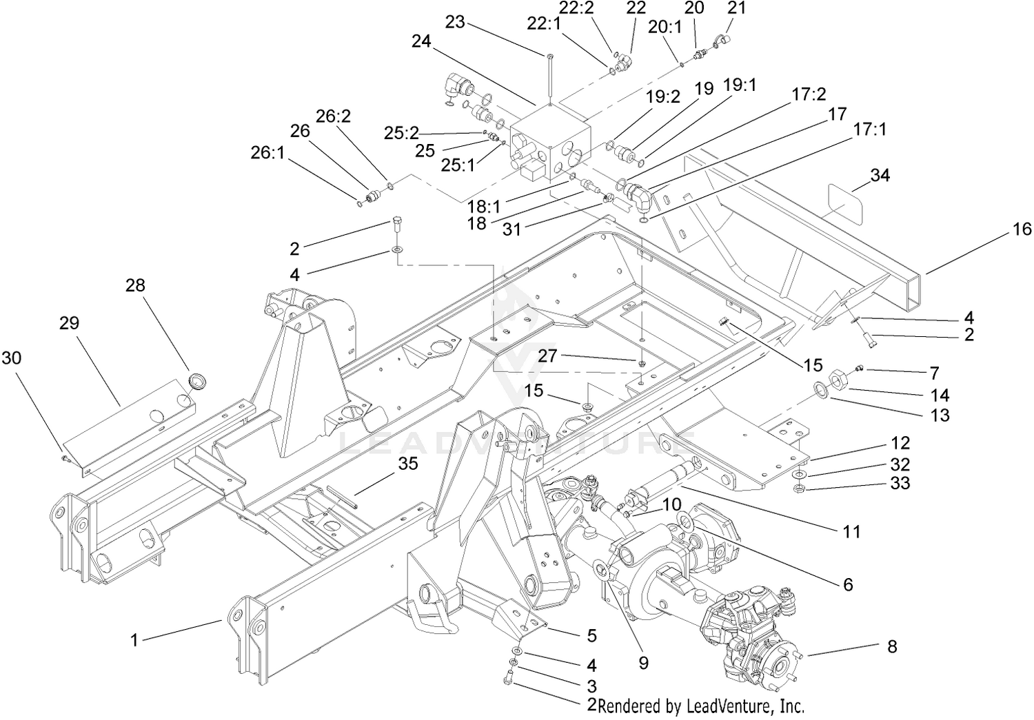 Frame, Rear Axle Mount and Bumper Assembly