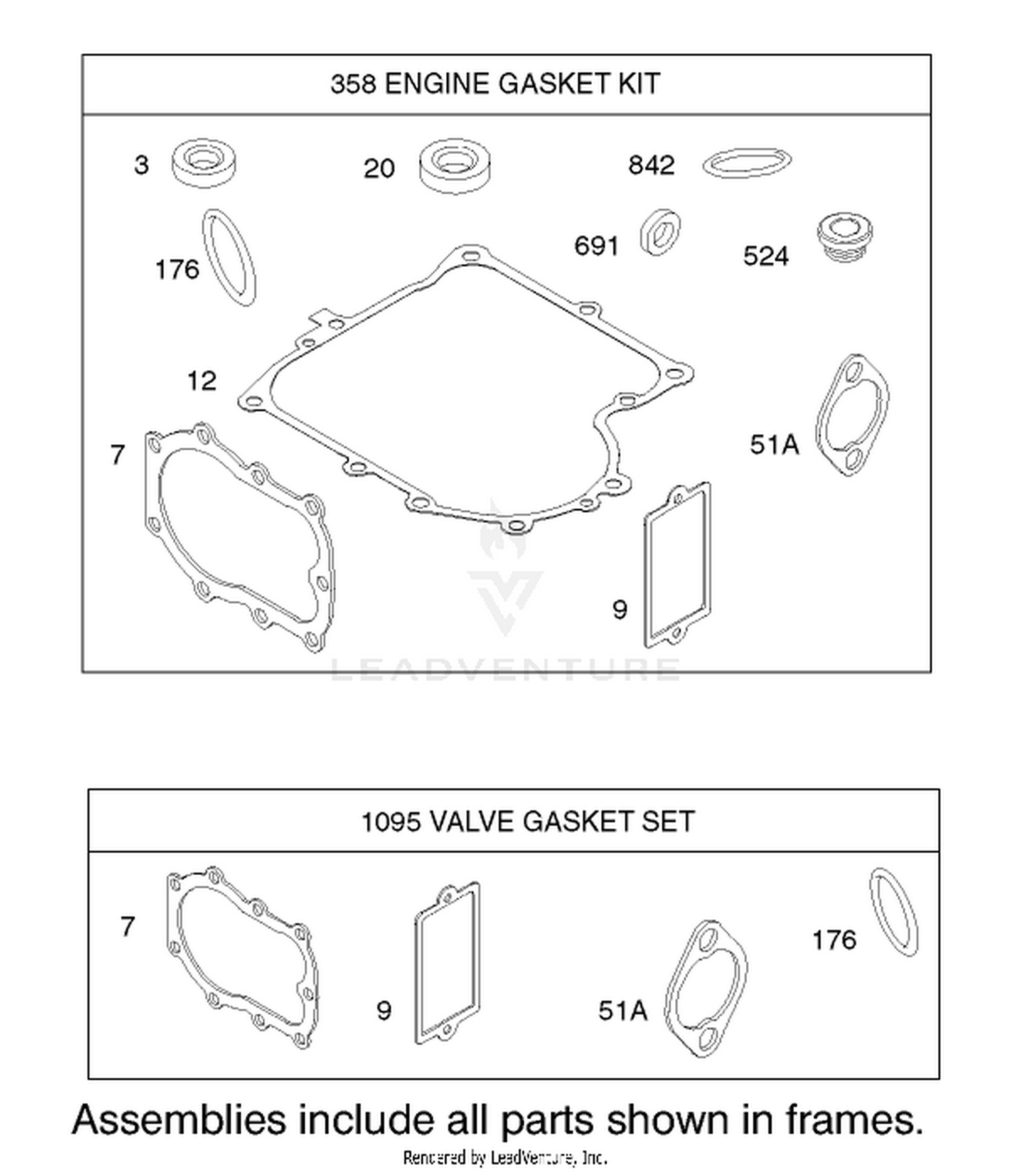 Gasket Assembly Engine Briggs and Stratton Model 28M707-1125-E1