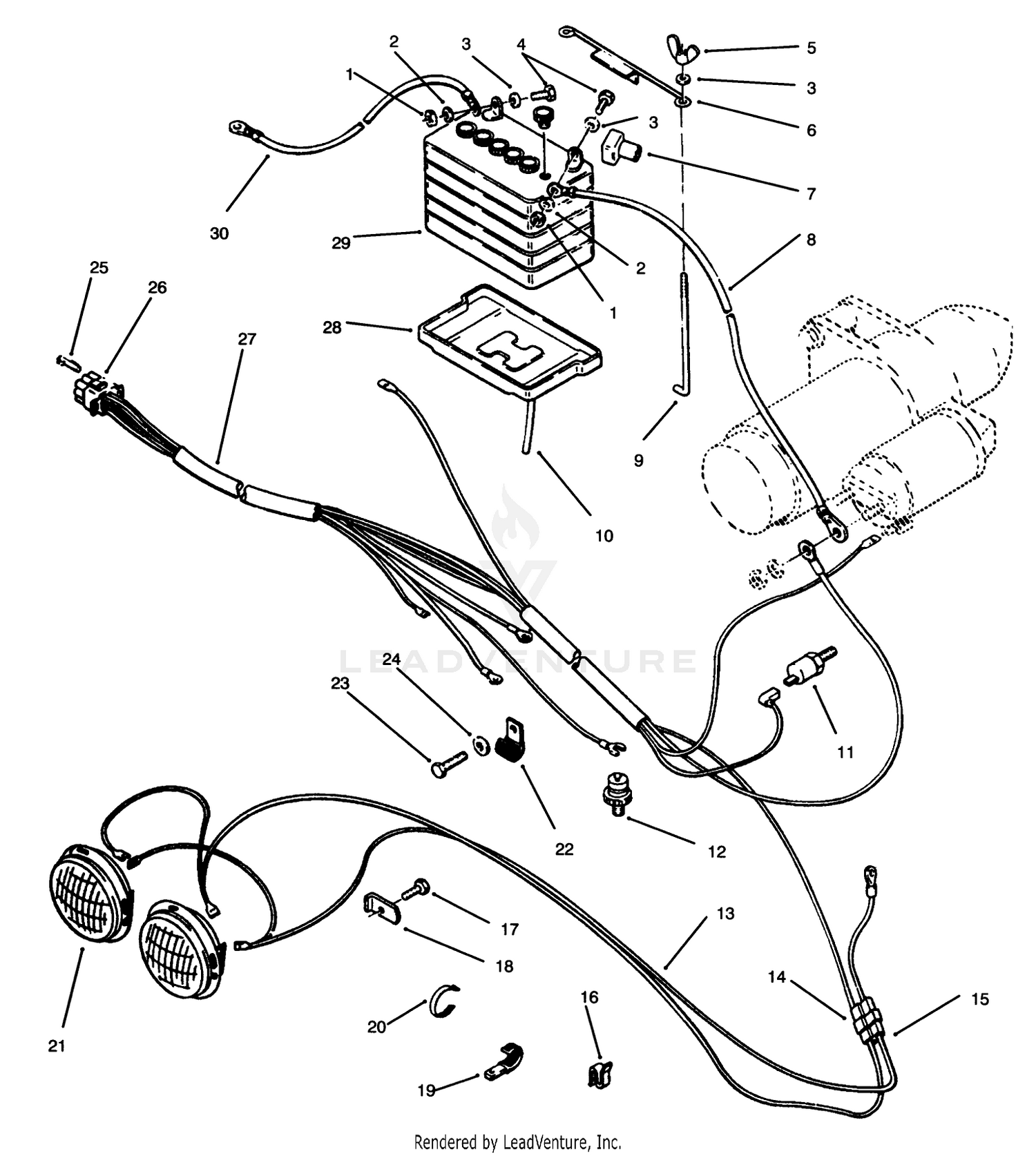 Battery  Headlights Assembly