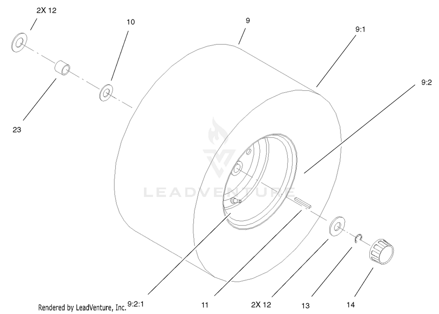 Rear Wheel and Tire Assembly