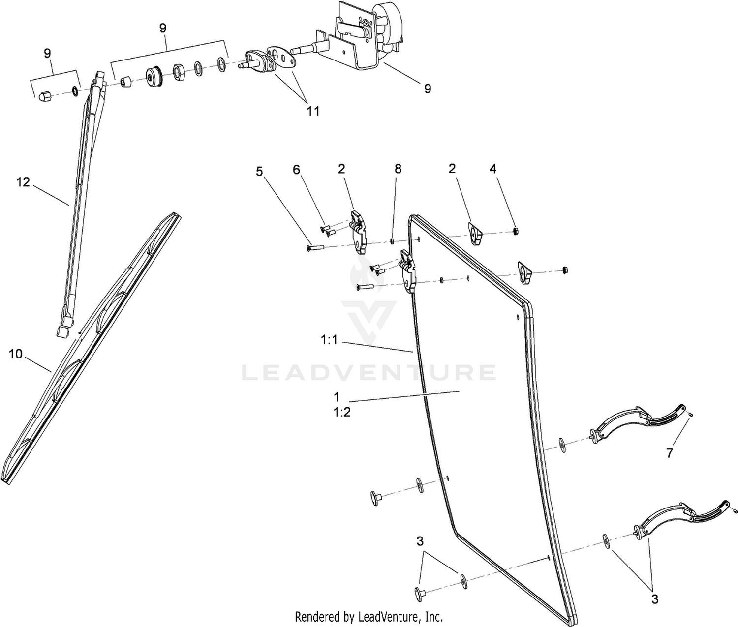 Front/Back Window and Wiper  Cab Assembly