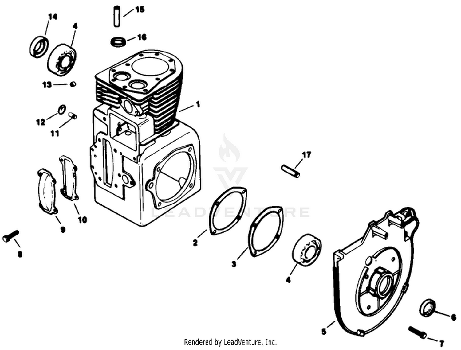 Crankcase-Engine Model No. M16 Spec. No. 711526
