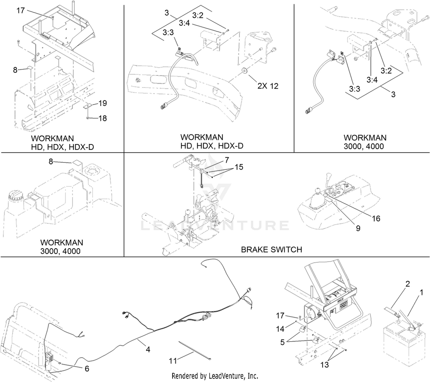 Lift Base, Power Pack, Leveling Switch  and Brake Switch Assembly
