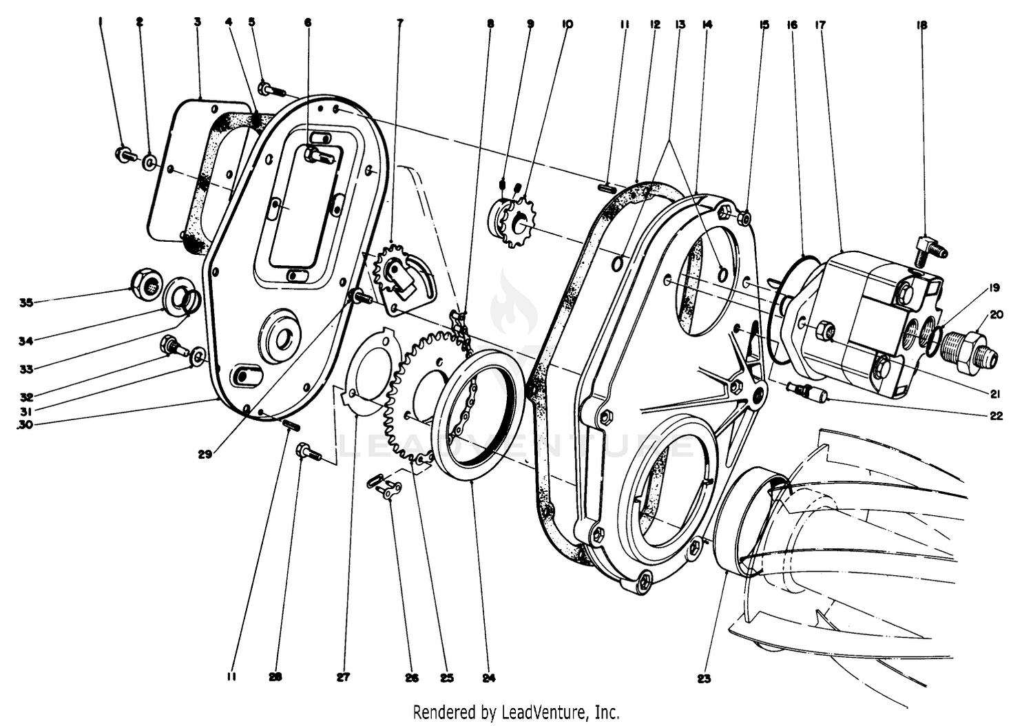 Chain Case And Gear Motor Assembly