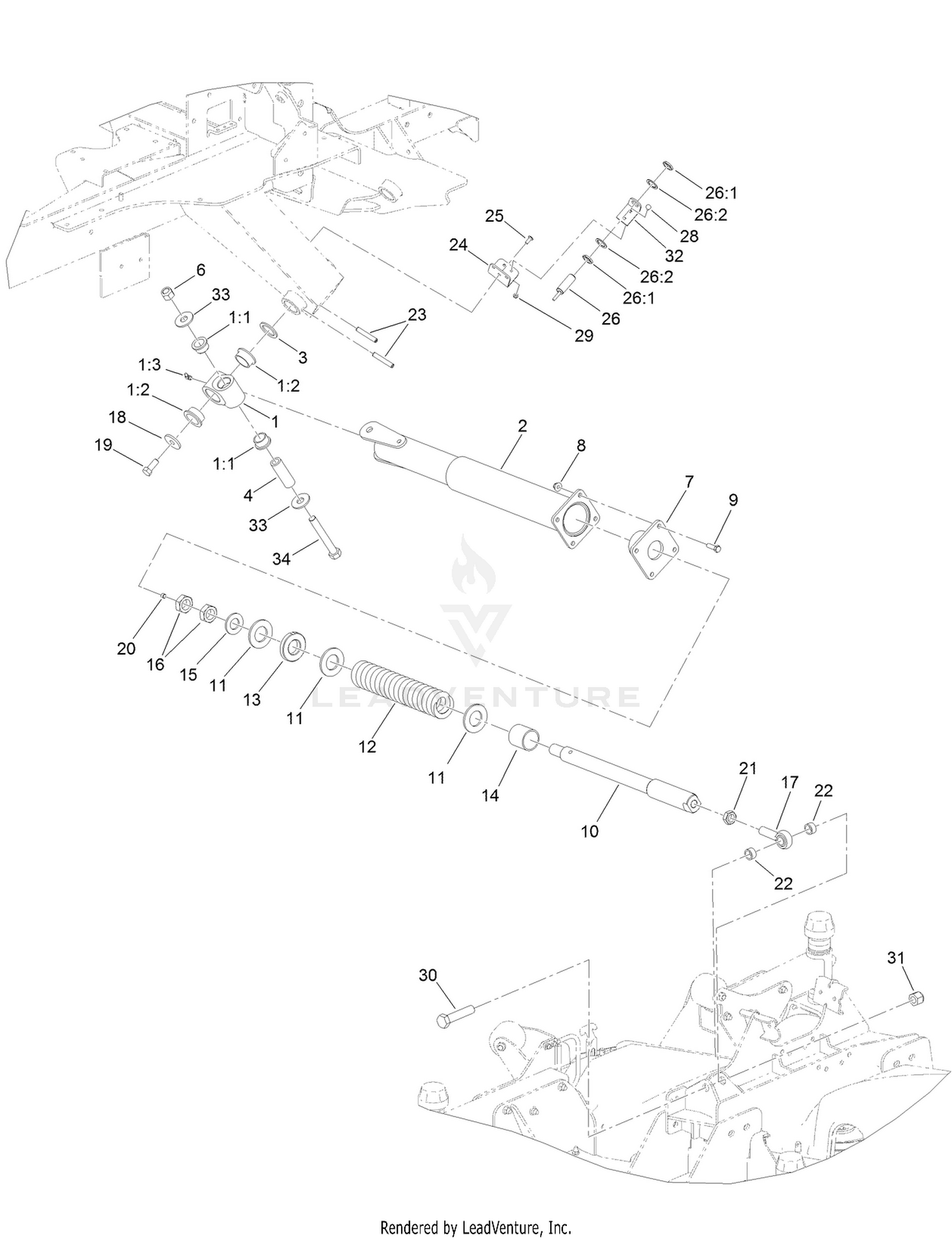 Right Hand Deck Impact Arm   and Limit Switch Assembly